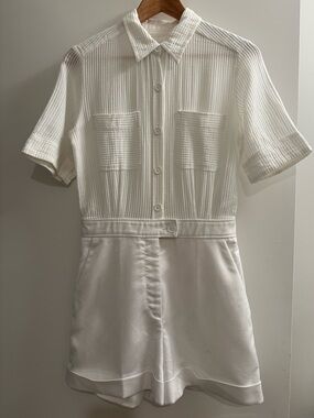 Sandro Paris White Textured Utility Romper Playsuit FR 36 US 4